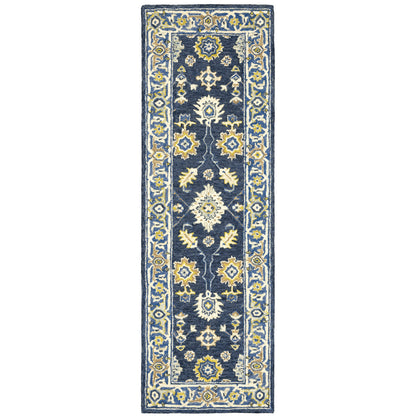 Alfresco Navy Blue Traditional Oriental Indoor Rug