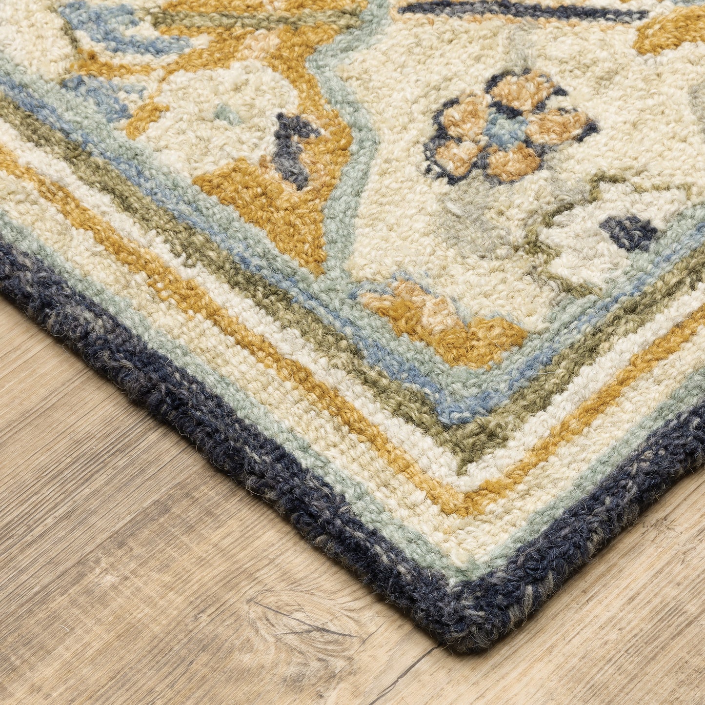 Alfresco Blue Gold Traditional Geometric Indoor Rug