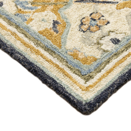 Alfresco Blue Gold Traditional Geometric Indoor Rug