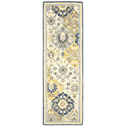 Alfresco Blue Gold Traditional Geometric Indoor Rug