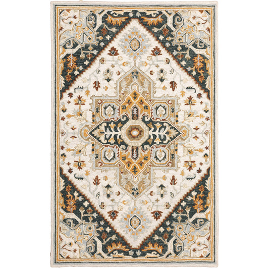 Alfresco Ivory Charcoal Traditional Oriental Indoor Rug