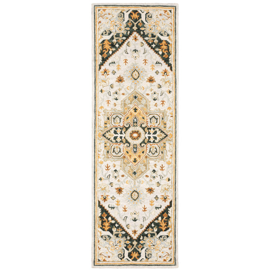 Alfresco Ivory Charcoal Traditional Oriental Indoor Rug