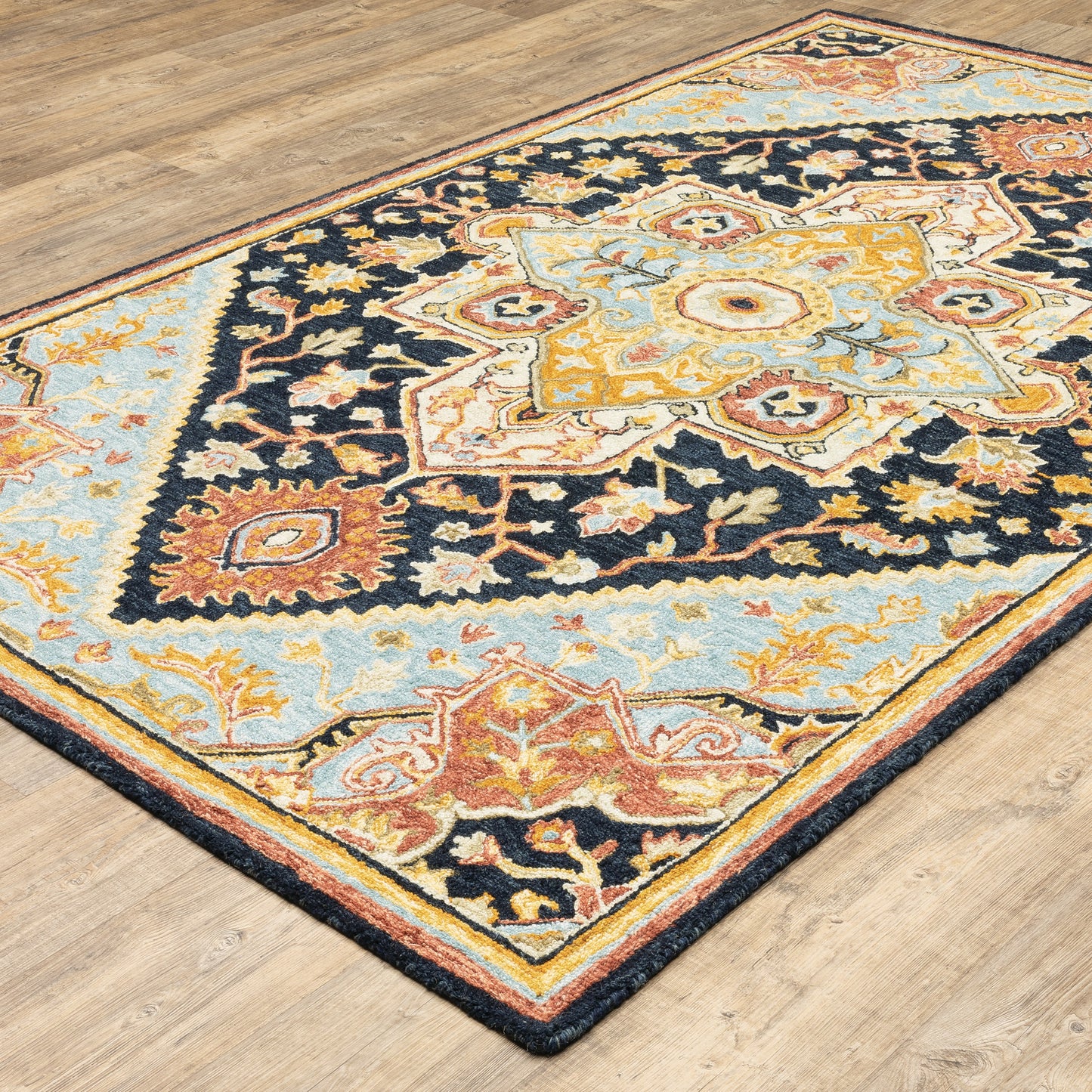 Alfresco Navy Rust Traditional Oriental Indoor Rug