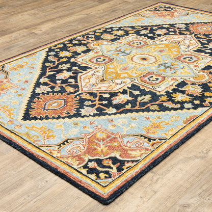 Alfresco Navy Rust Traditional Oriental Indoor Rug