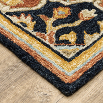 Alfresco Navy Rust Traditional Oriental Indoor Rug