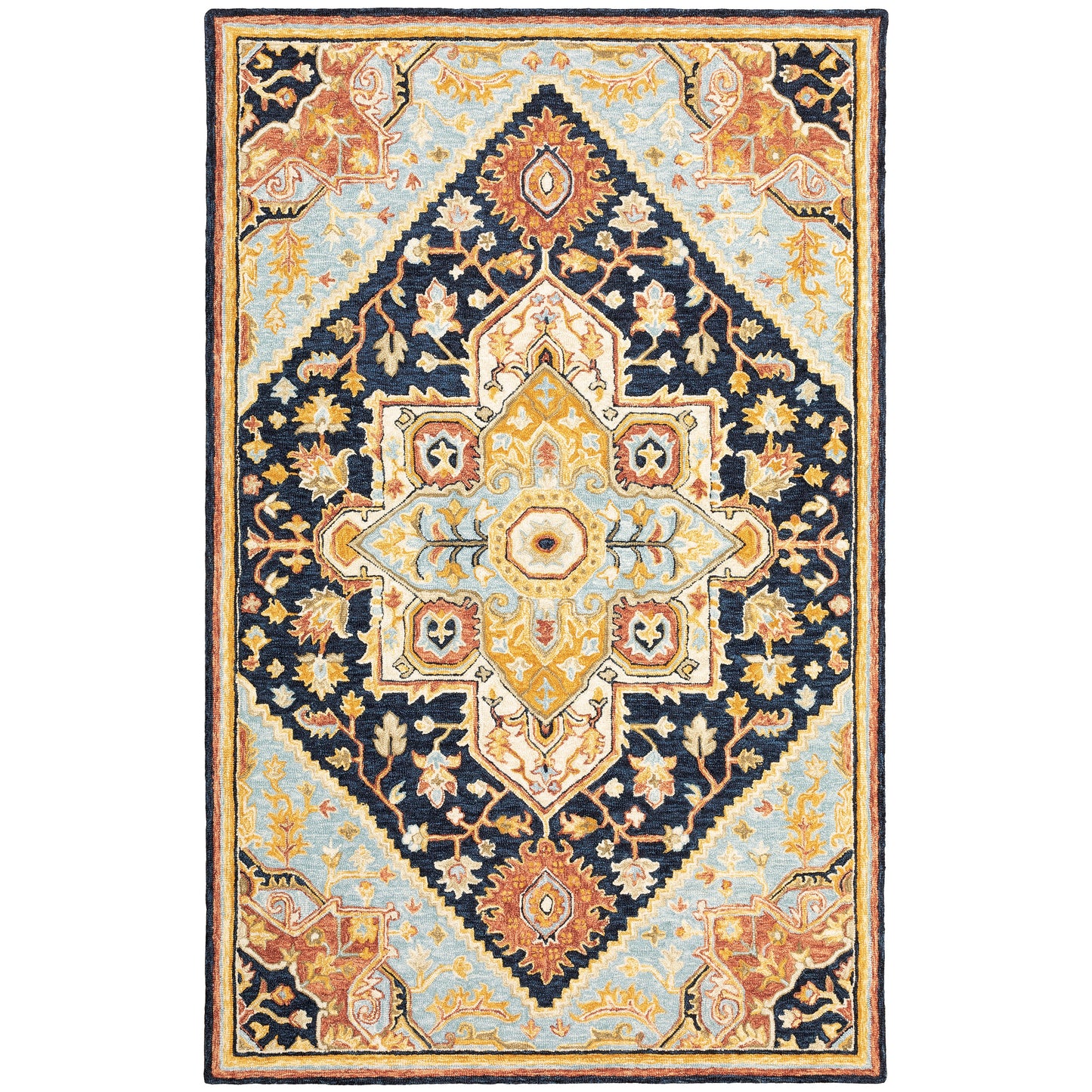 Alfresco Navy Rust Traditional Oriental Indoor Rug