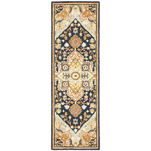 Alfresco Navy Rust Traditional Oriental Indoor Rug