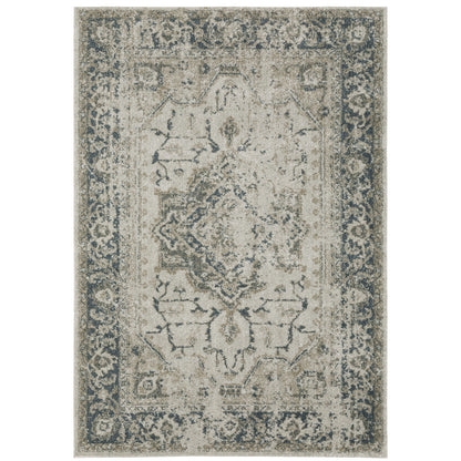 Alton Gray Blue Traditional Medallion Indoor Rug