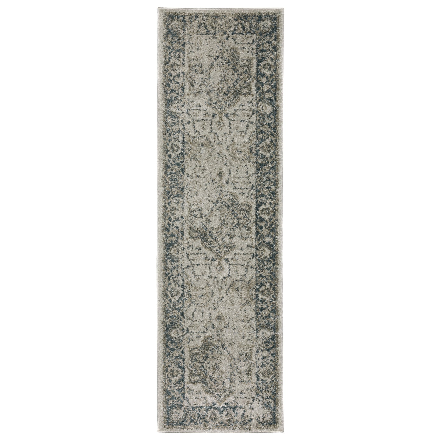 Alton Gray Blue Traditional Medallion Indoor Rug