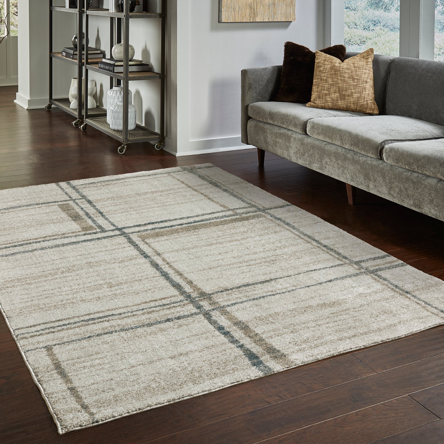 Alton Grey Teal Modern & Contemporary Geometric Indoor Rug