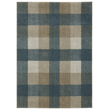 Alton Teal Grey Farmhouse Plaid Indoor Rug