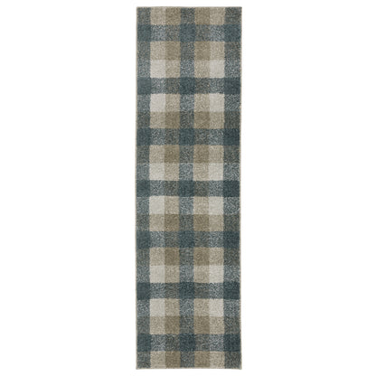 Alton Teal Grey Farmhouse Plaid Indoor Rug