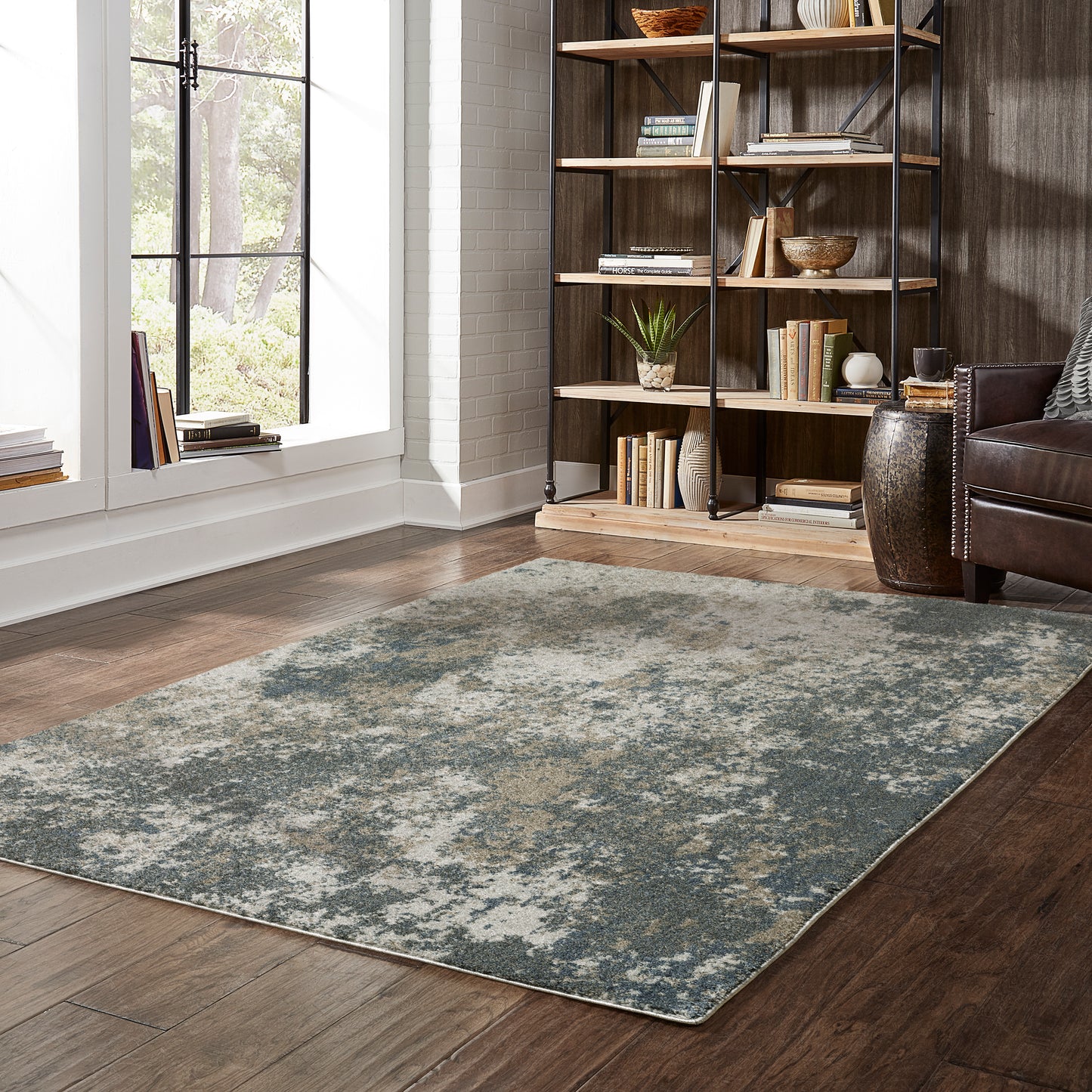 Alton Teal Grey Modern & Contemporary Abstract Indoor Rug