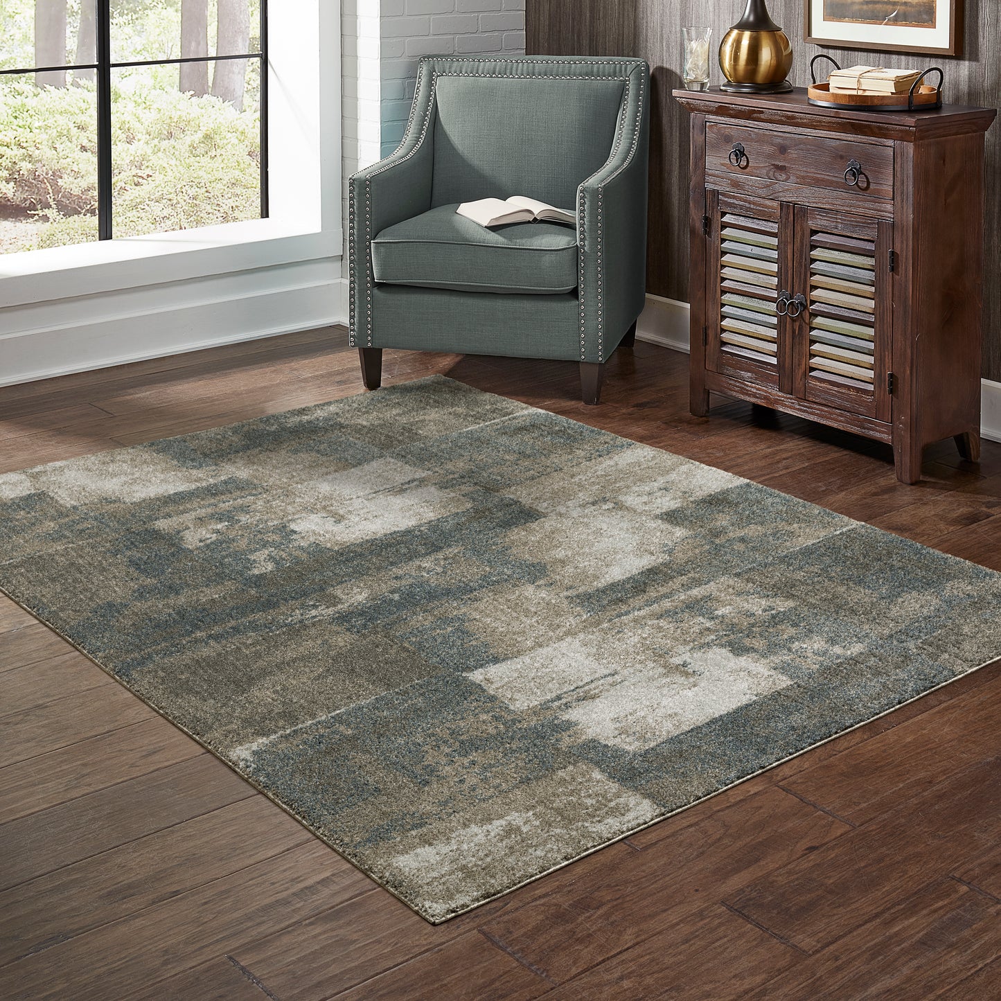 Alton Teal Grey Modern & Contemporary Global Indoor Rug