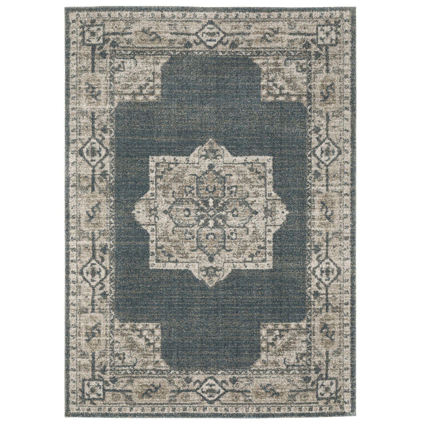 Alton Blue Beige Traditional Medallion Indoor Rug