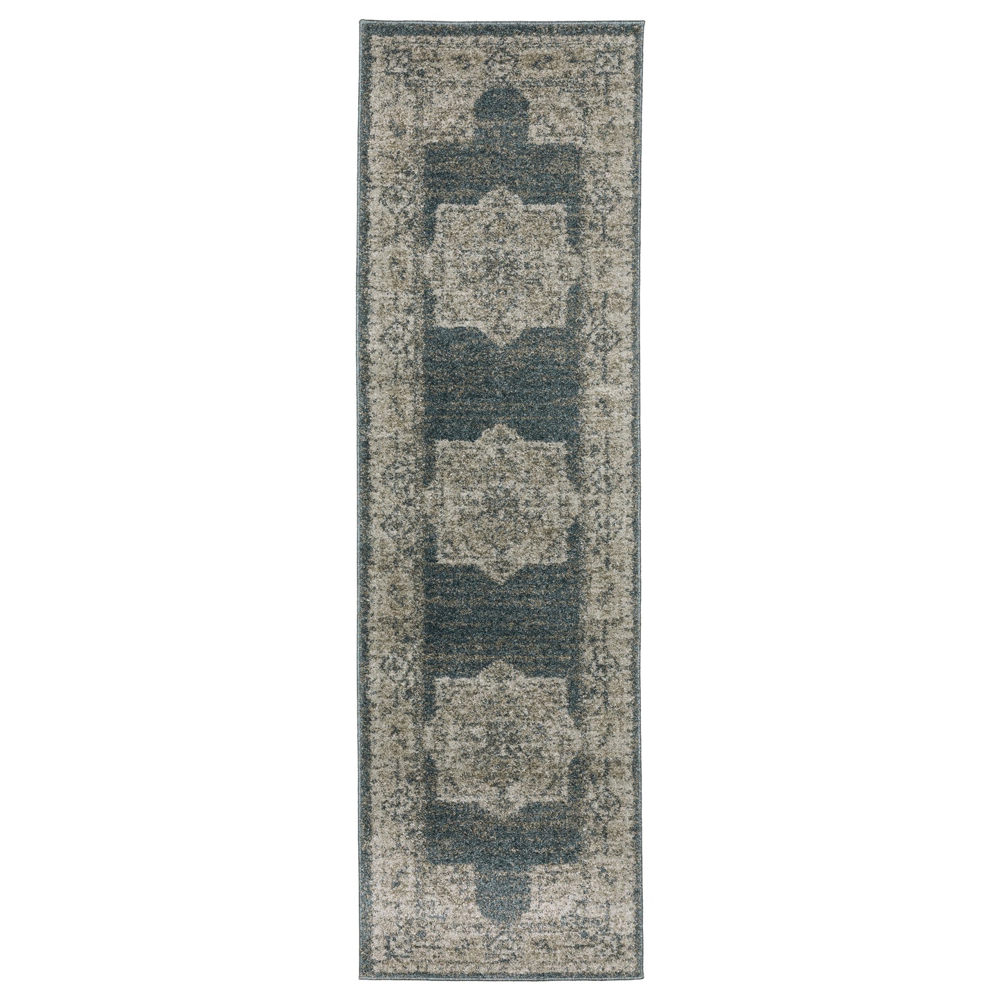 Alton Blue Beige Traditional Medallion Indoor Rug