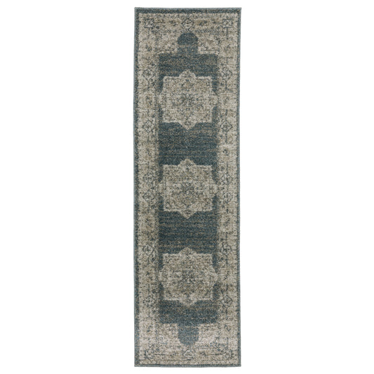 Alton Blue Beige Traditional Medallion Indoor Rug