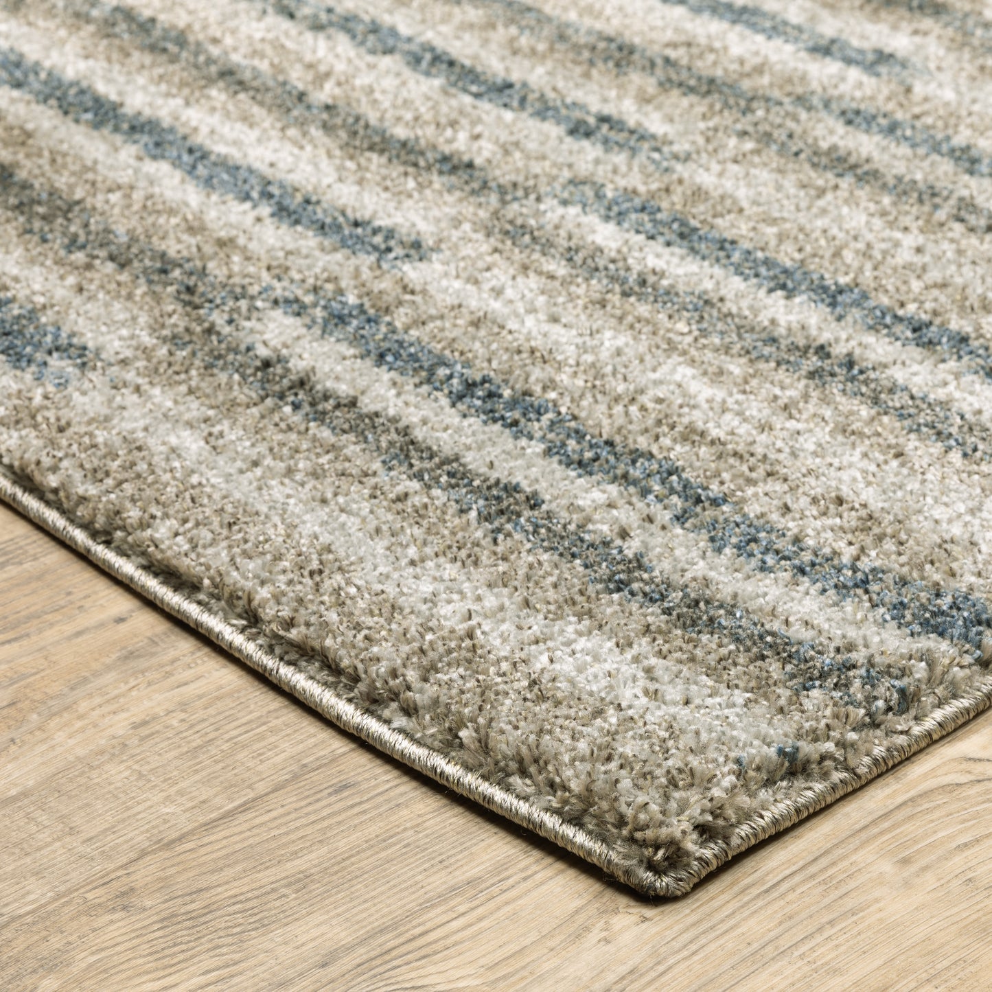 Alton Teal Grey Industrial Striped Indoor Rug