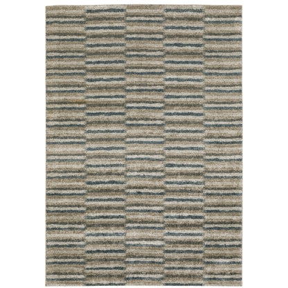 Alton Teal Grey Industrial Striped Indoor Rug