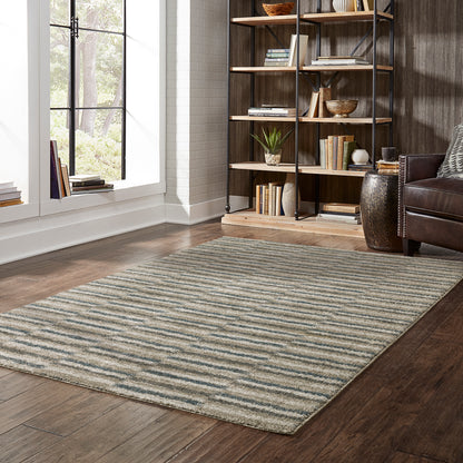 Alton Teal Grey Industrial Striped Indoor Rug