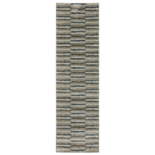 Alton Teal Grey Industrial Striped Indoor Rug