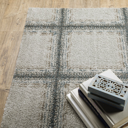 Alton Grey Teal Transitional Geometric Indoor Rug