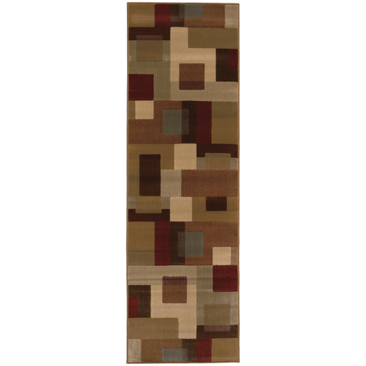 Amelia Red Tan Modern & Contemporary Geometric Indoor Rug