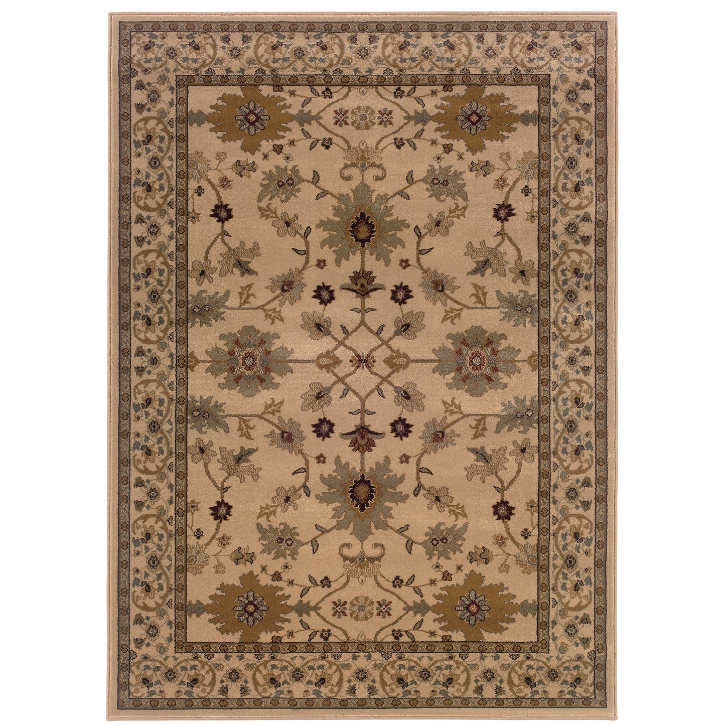 Amelia Ivory Green Traditional Oriental Indoor Rug