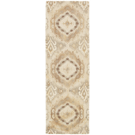 Anastasia Beige Ivory Global Abstract Indoor Rug