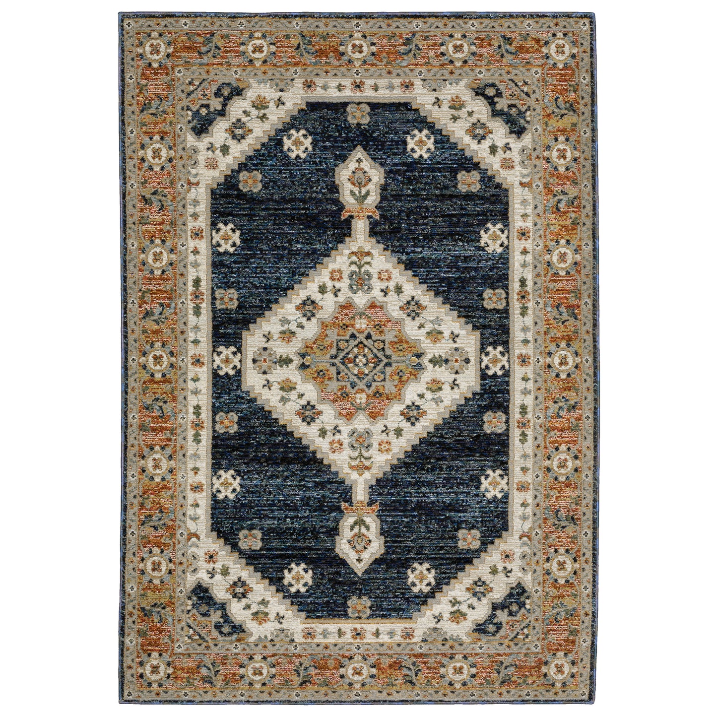 Andorra Blue Orange Bohemian Medallion Indoor Rug