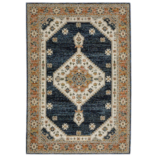 Andorra Blue Orange Bohemian Medallion Indoor Rug