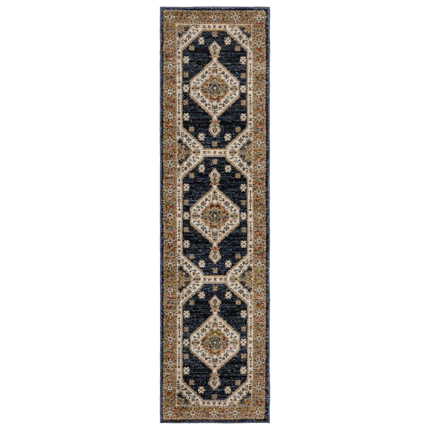 Andorra Blue Orange Bohemian Medallion Indoor Rug