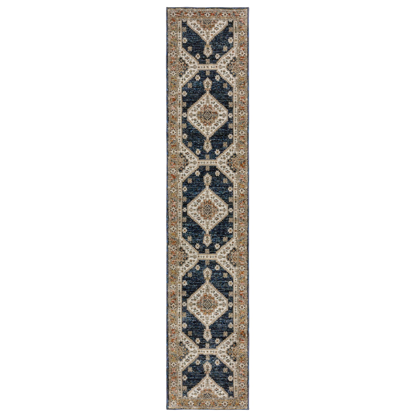 Andorra Blue Orange Bohemian Medallion Indoor Rug