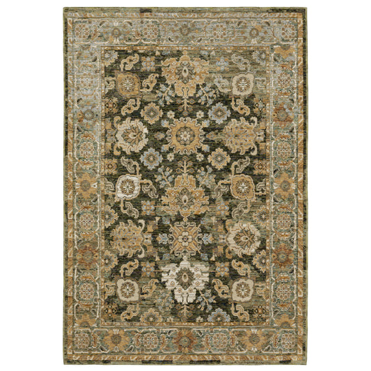 Andorra Green Gold Traditional Oriental Indoor Rug