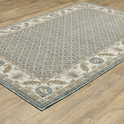 Andorra Blue Ivory Traditional Oriental Indoor Rug