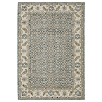 Andorra Blue Ivory Traditional Oriental Indoor Rug