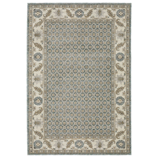 Andorra Blue Ivory Traditional Oriental Indoor Rug