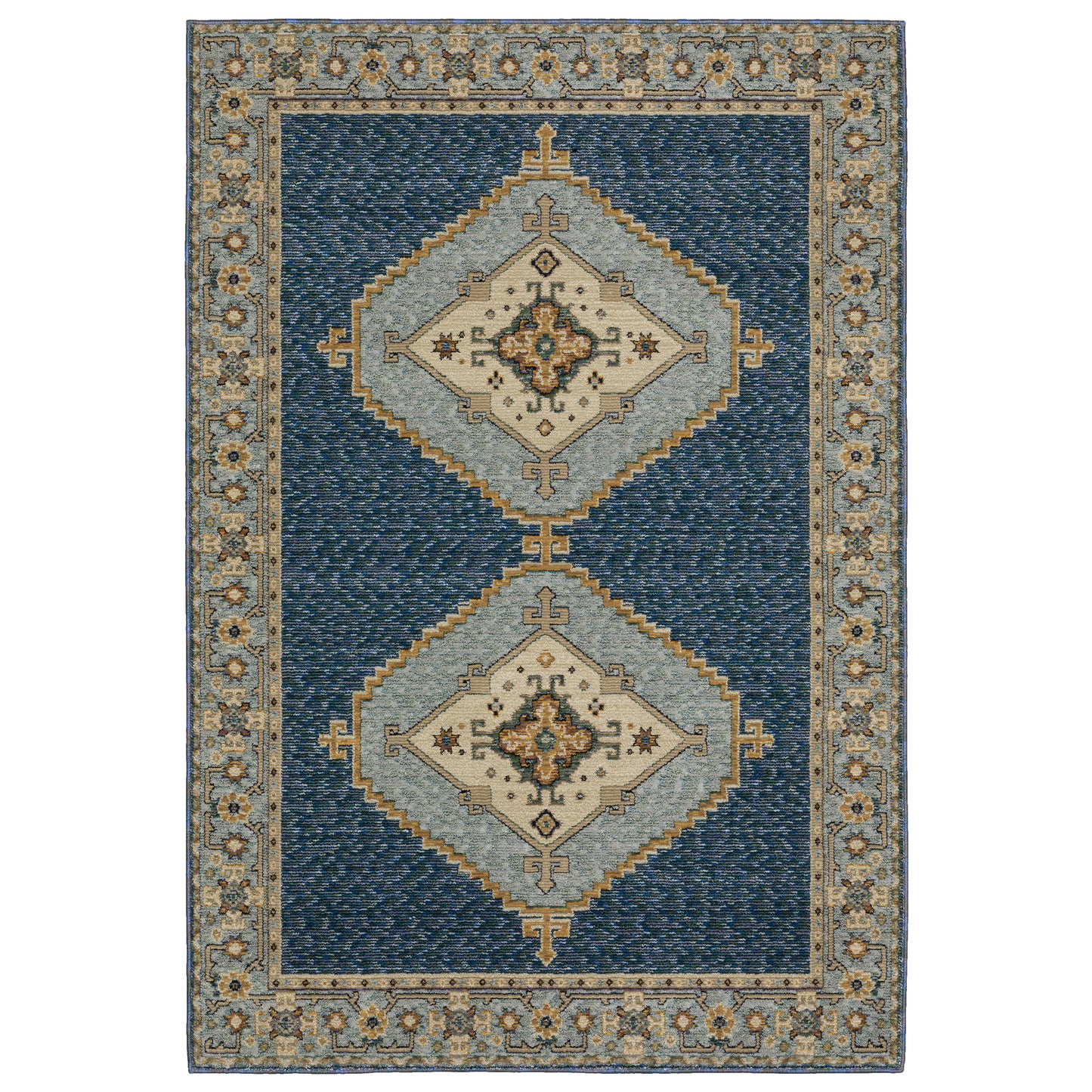 Andorra Blue Gold Bohemian Medallion Indoor Rug