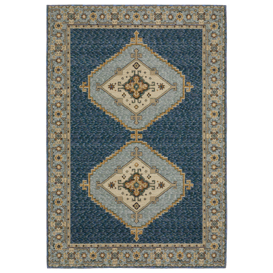 Andorra Blue Gold Bohemian Medallion Indoor Rug