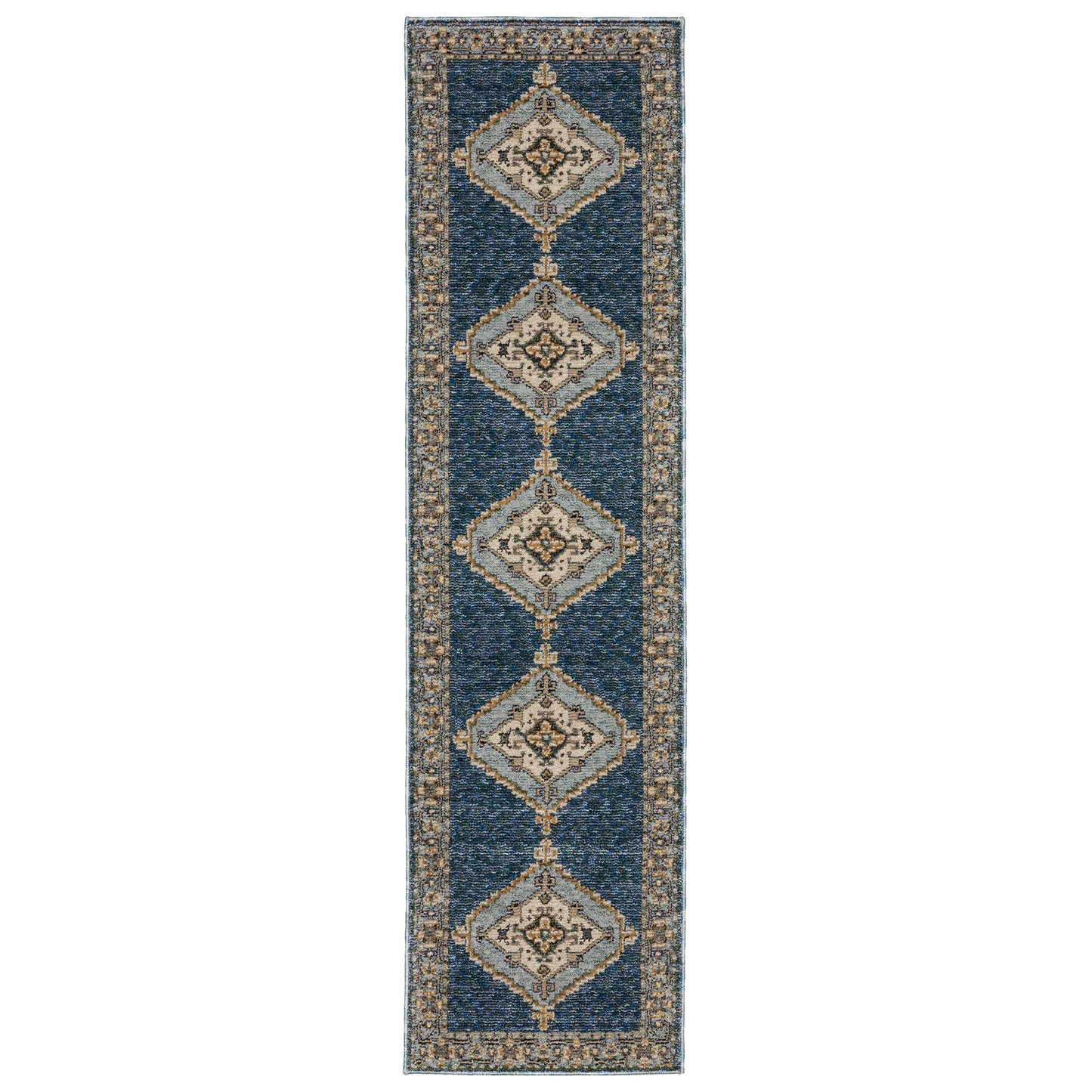 Andorra Blue Gold Bohemian Medallion Indoor Rug