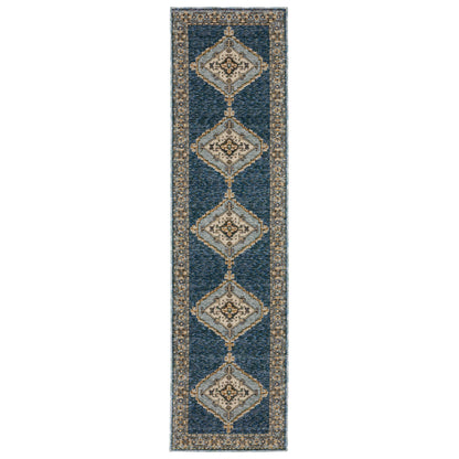 Andorra Blue Gold Bohemian Medallion Indoor Rug