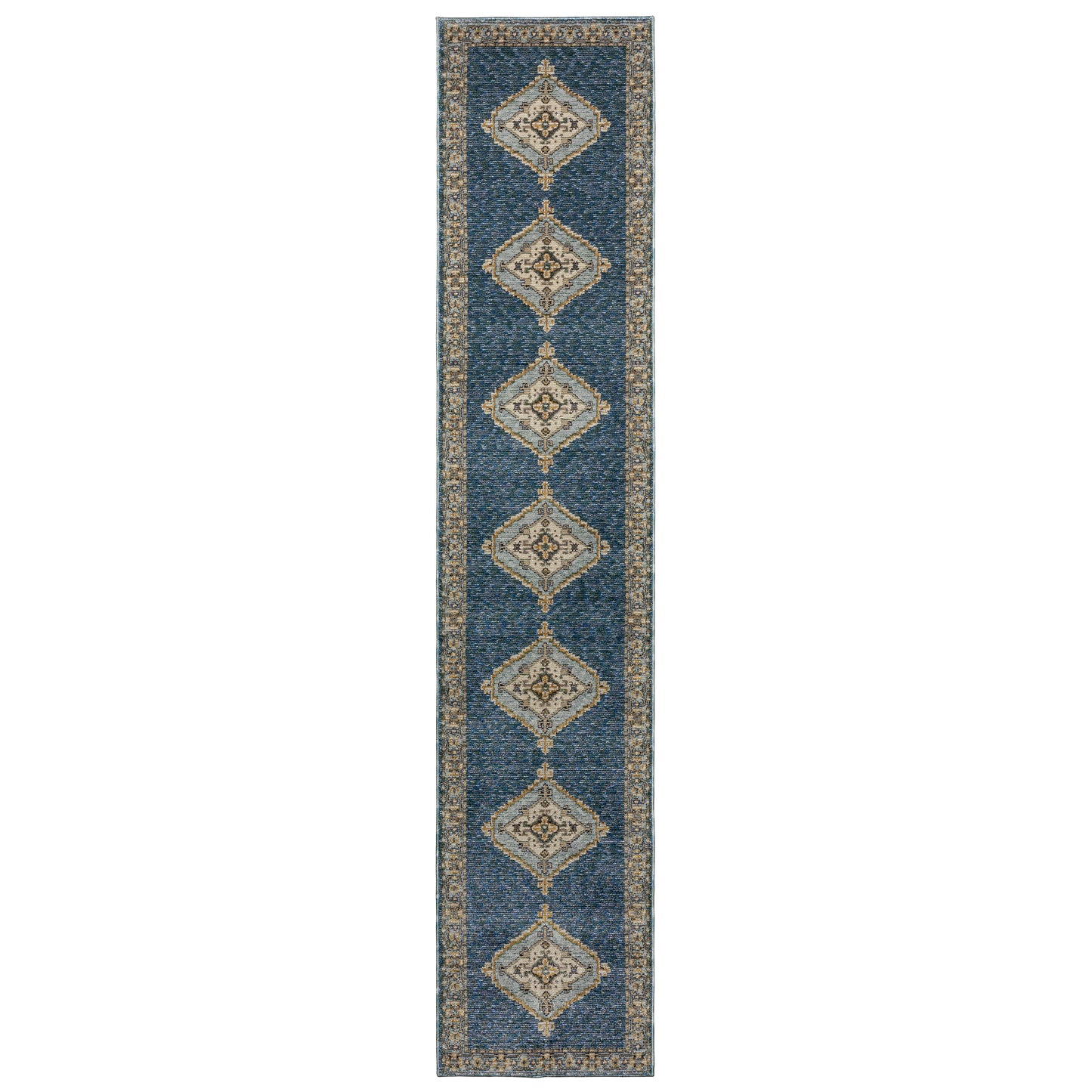 Andorra Blue Gold Bohemian Medallion Indoor Rug