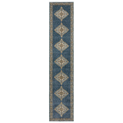 Andorra Blue Gold Bohemian Medallion Indoor Rug