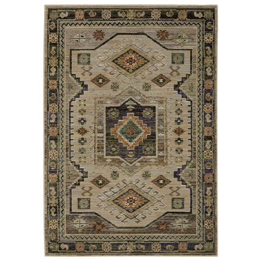 Andorra Grey Green Bohemian Tribal Indoor Rug