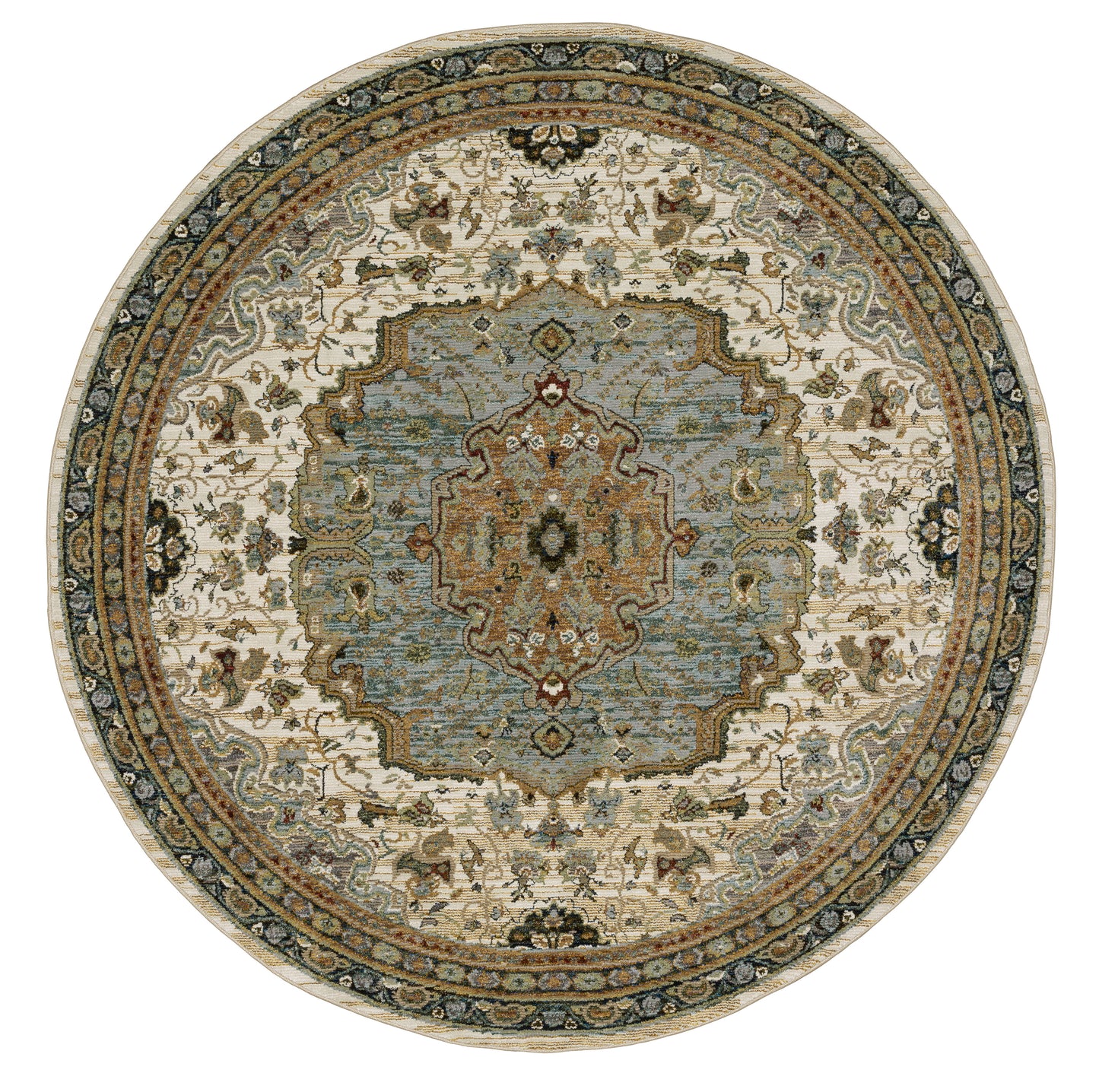 Andorra Ivory Blue Traditional Oriental Indoor Rug