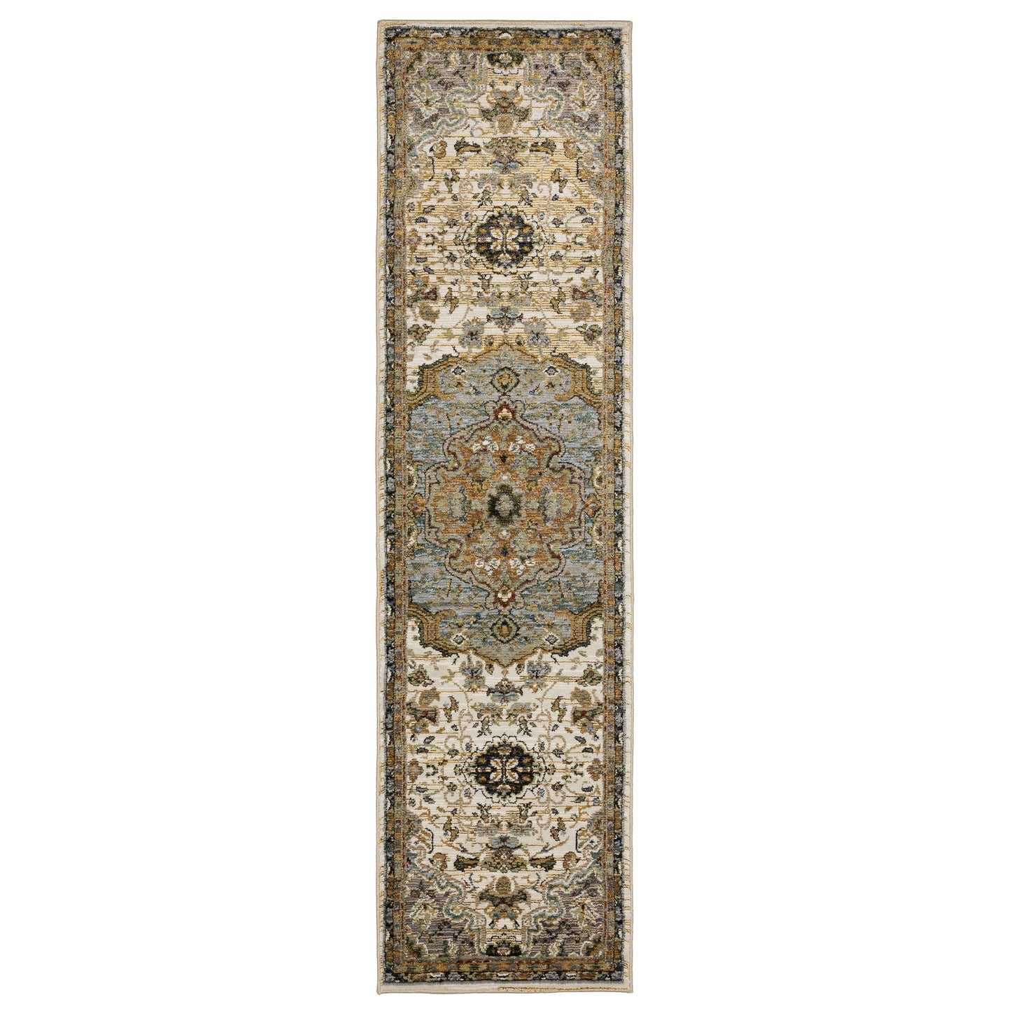 Andorra Ivory Blue Traditional Oriental Indoor Rug