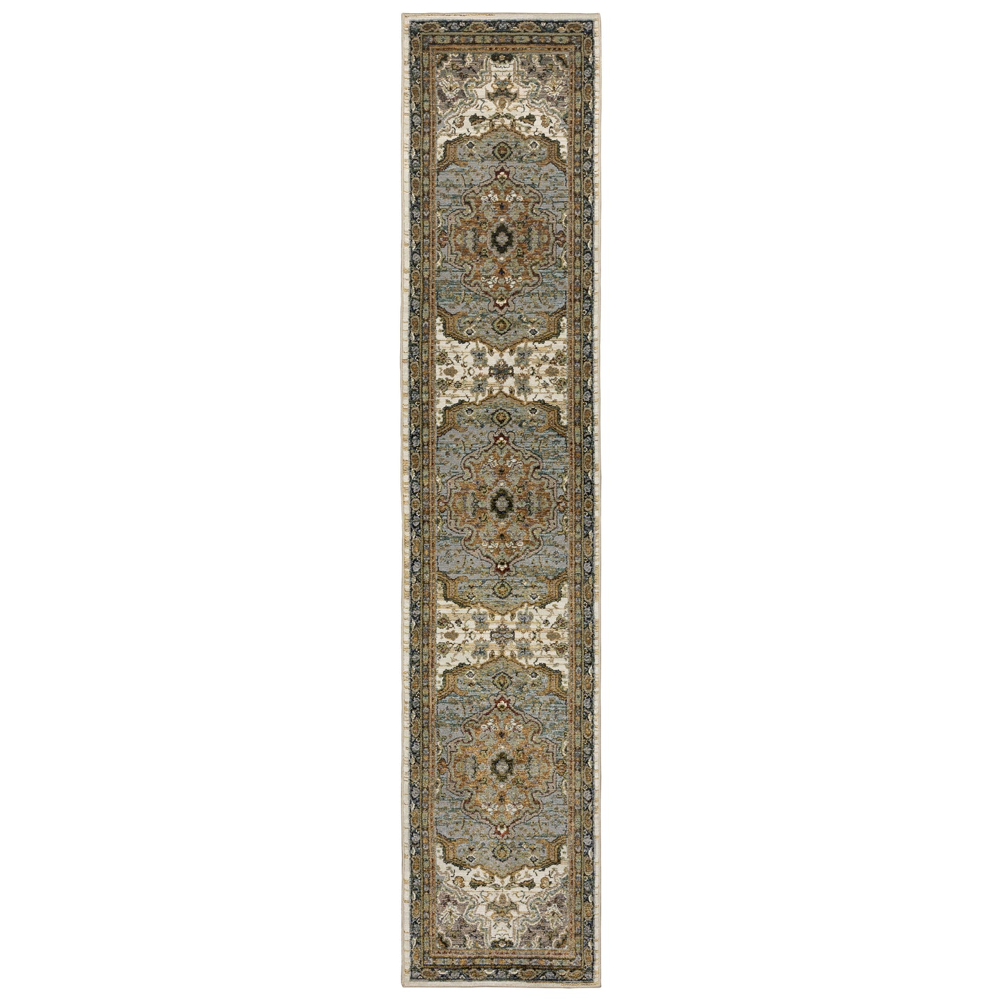 Andorra Ivory Blue Traditional Oriental Indoor Rug