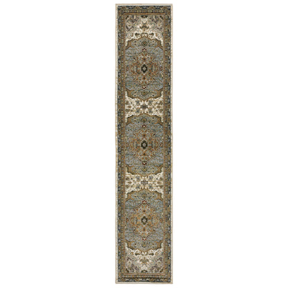 Andorra Ivory Blue Traditional Oriental Indoor Rug