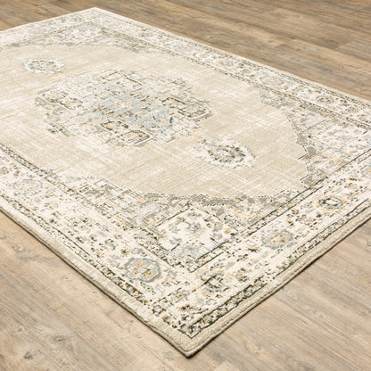 Andorra Beige Ivory Traditional Oriental Indoor Rug