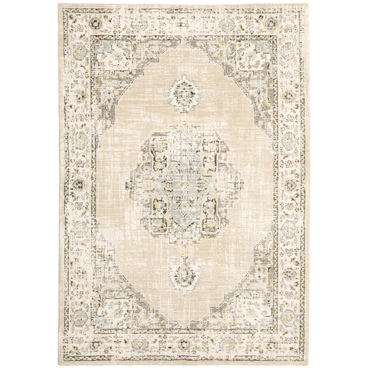 Andorra Beige Ivory Traditional Oriental Indoor Rug